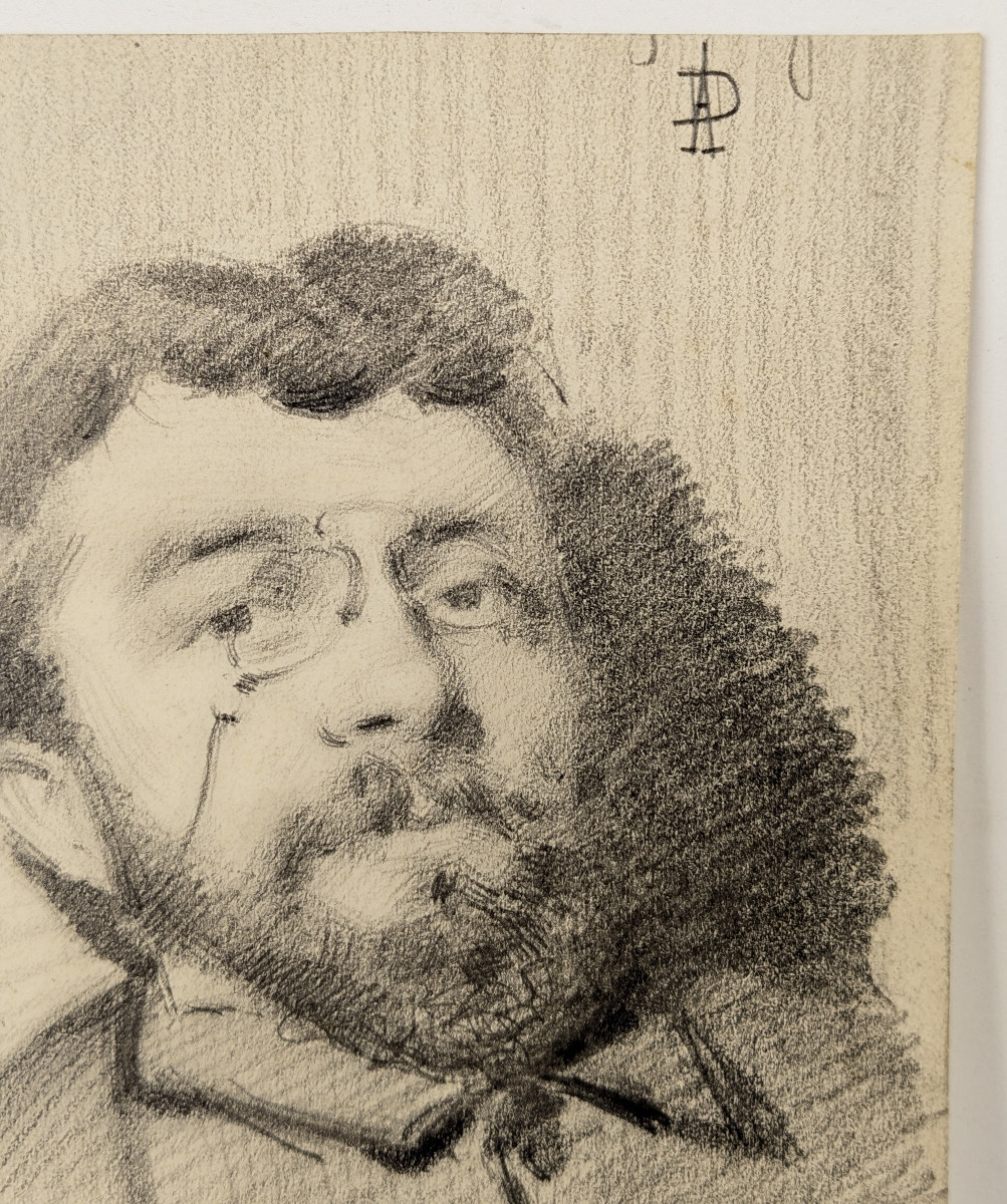 Un monsieur aux lorgnons - pierre noire, fin XIXeme-photo-4