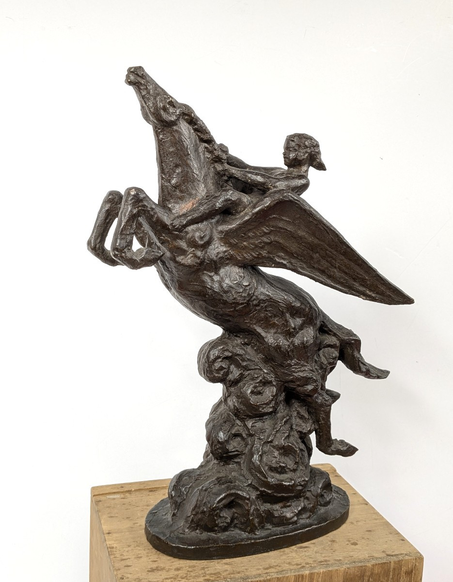 Pégase monté par Bellérophon. Bronze 1920-40 #878-photo-2