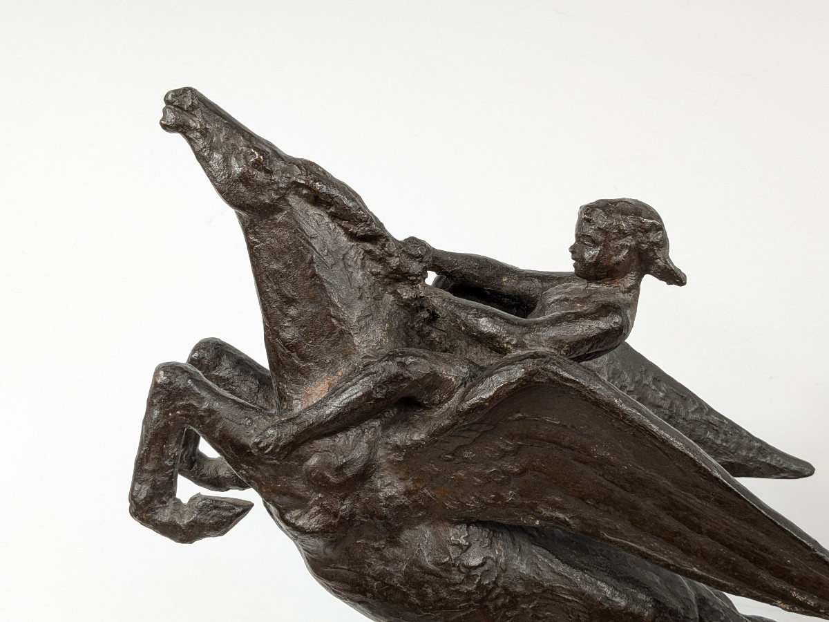 Pégase monté par Bellérophon. Bronze 1920-40 #878-photo-3