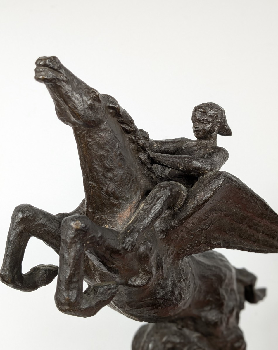 Pégase monté par Bellérophon. Bronze 1920-40 #878-photo-1