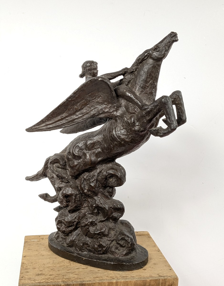 Pégase monté par Bellérophon. Bronze 1920-40 #878-photo-2