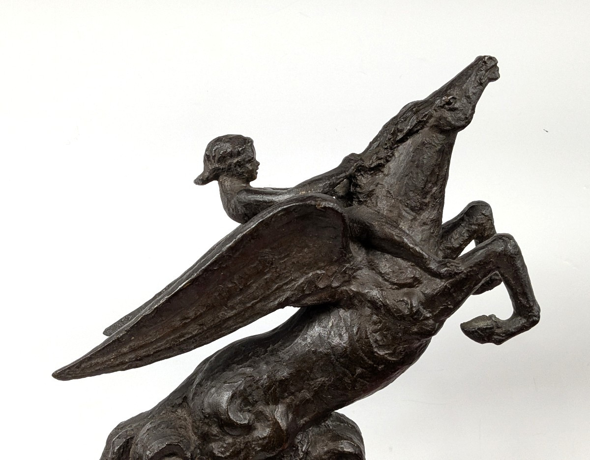 Pégase monté par Bellérophon. Bronze 1920-40 #878-photo-3