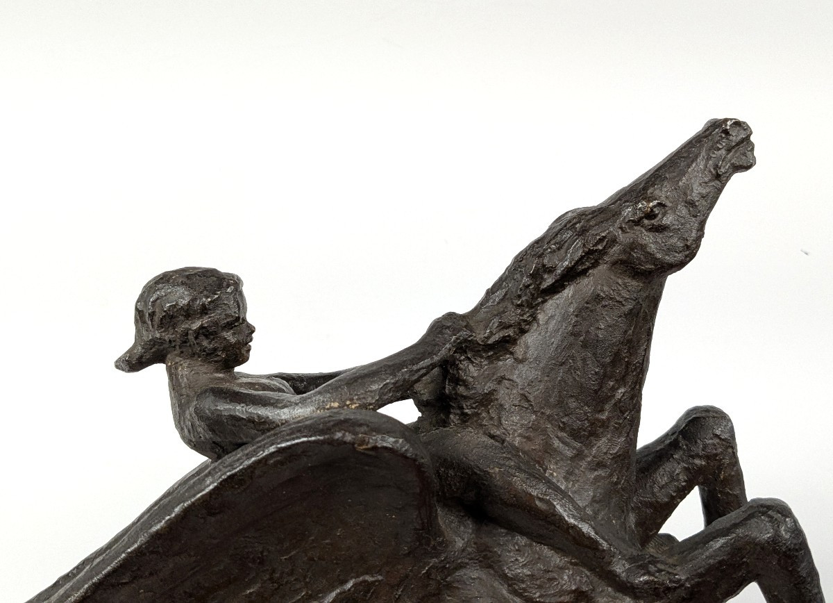 Pégase monté par Bellérophon. Bronze 1920-40 #878-photo-4