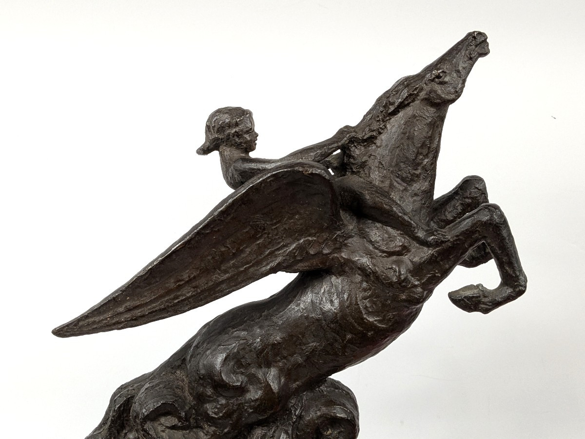 Pégase monté par Bellérophon. Bronze 1920-40 #878-photo-5