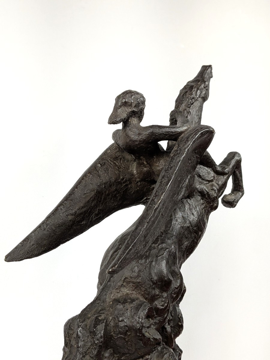 Pégase monté par Bellérophon. Bronze 1920-40 #878-photo-6