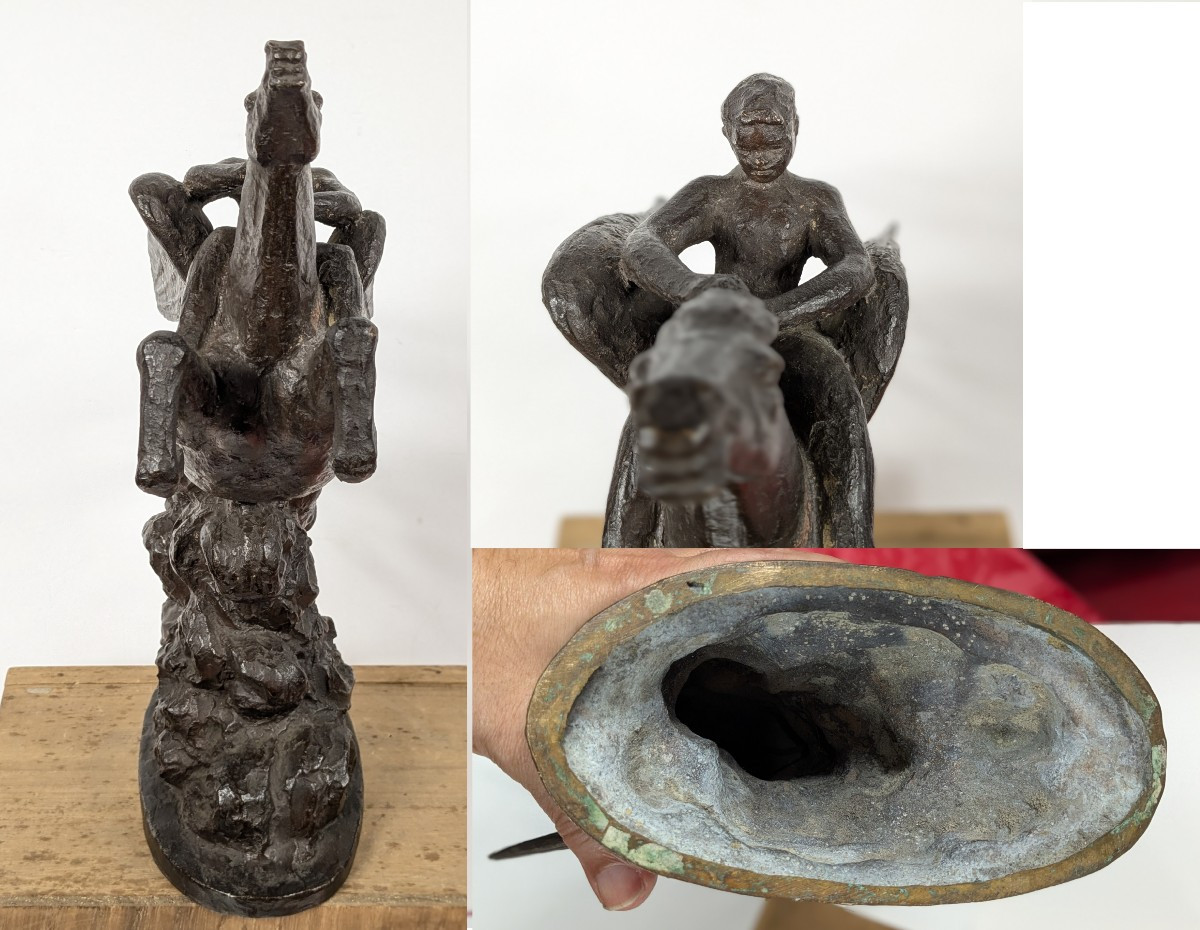Pégase monté par Bellérophon. Bronze 1920-40 #878-photo-8