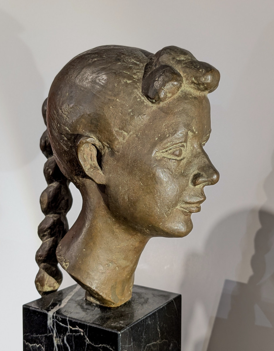 Young Girl With A Braid - Bronze Circa 1945-50 #757-photo-2