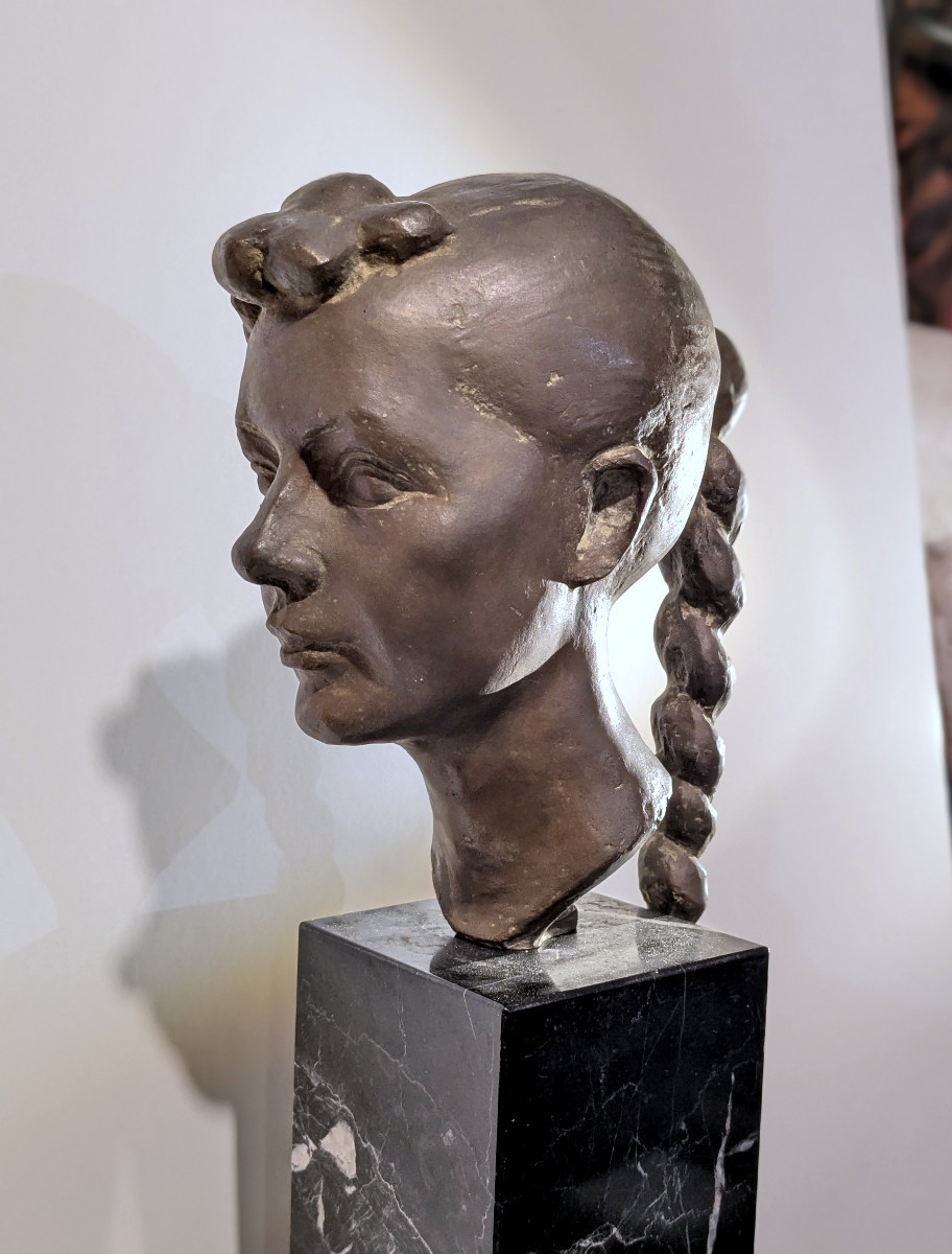 Young Girl With A Braid - Bronze Circa 1945-50 #757-photo-2
