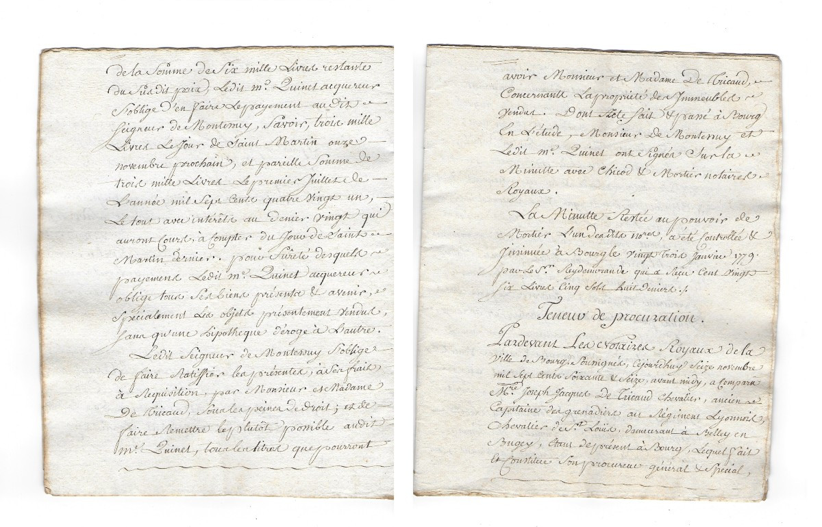 Bourg-en-bresse, 1776. Chevalier Chossat De Montessuy-vente -photo-5