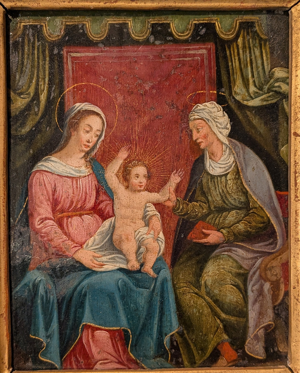 Saint Anne, The Virgin And Jesus - Oil On Copper, Circa 1580 / 1630 - German School.-photo-3