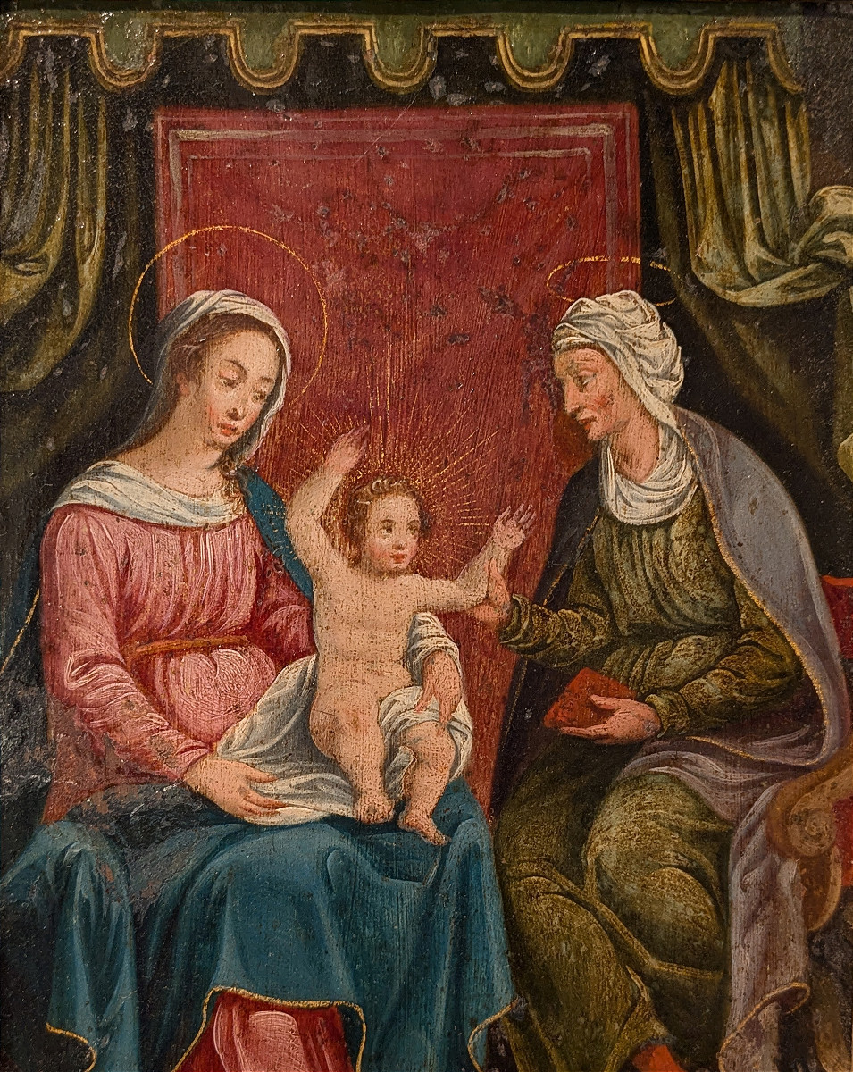 Saint Anne, The Virgin And Jesus - Oil On Copper, Circa 1580 / 1630 - German School.-photo-4