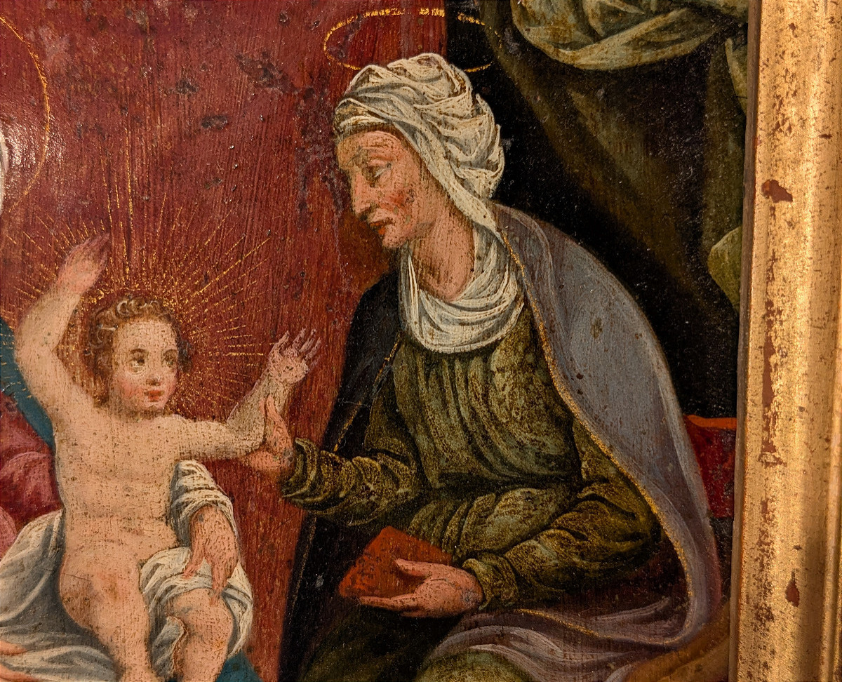 Saint Anne, The Virgin And Jesus - Oil On Copper, Circa 1580 / 1630 - German School.-photo-4