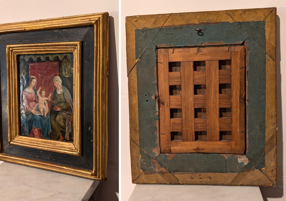 Saint Anne, The Virgin And Jesus - Oil On Copper, Circa 1580 / 1630 - German School.-photo-7