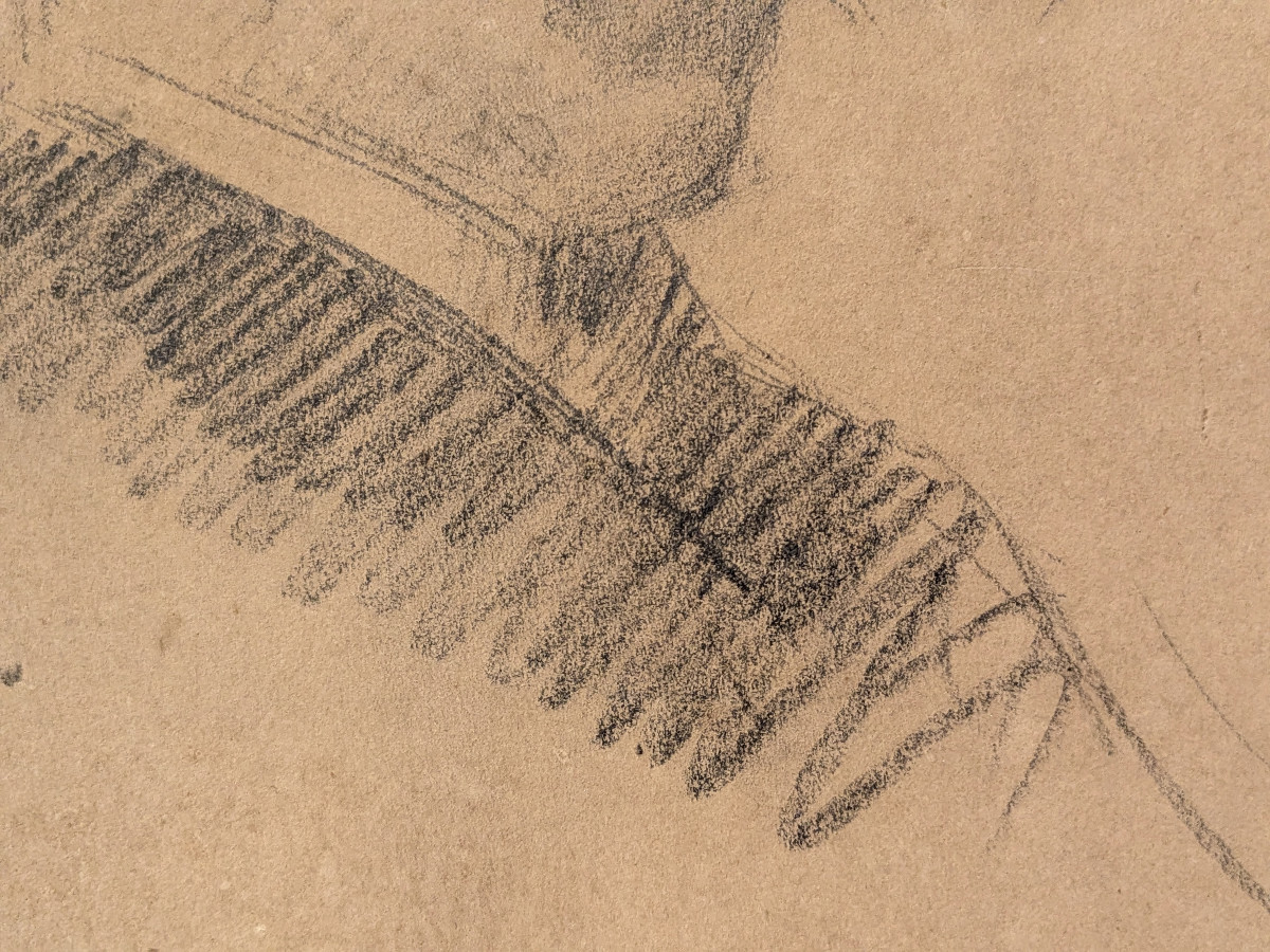 Portrait d'homme à la cigarette, circa 1880-1900 - pierre noire n°2-photo-1