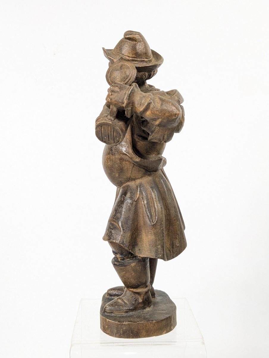 The Beer Drinker. Carved Wood, 1920/30, German Work -photo-3