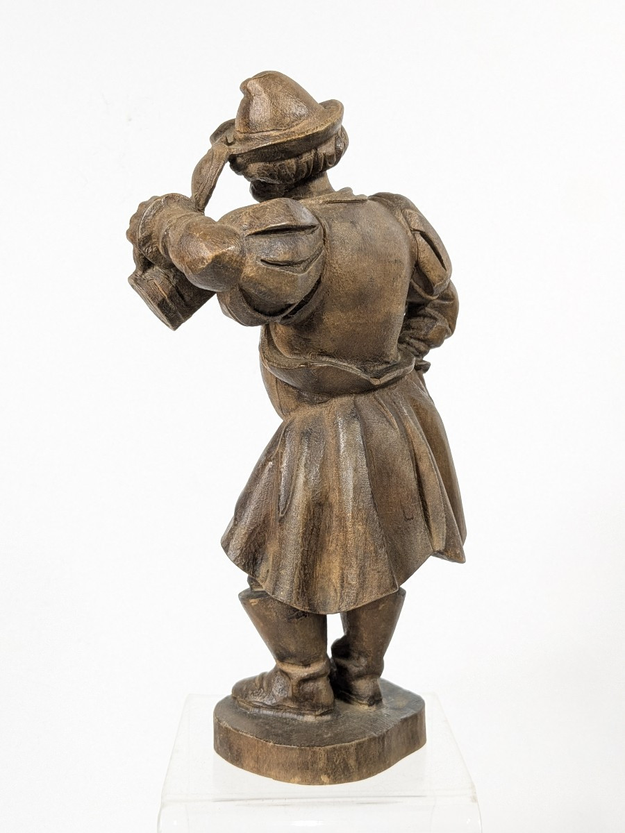 The Beer Drinker. Carved Wood, 1920/30, German Work -photo-4