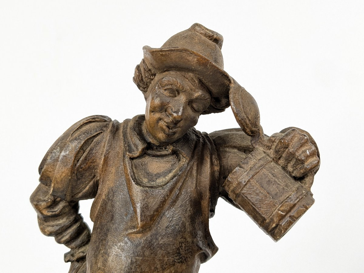 The Beer Drinker. Carved Wood, 1920/30, German Work -photo-4