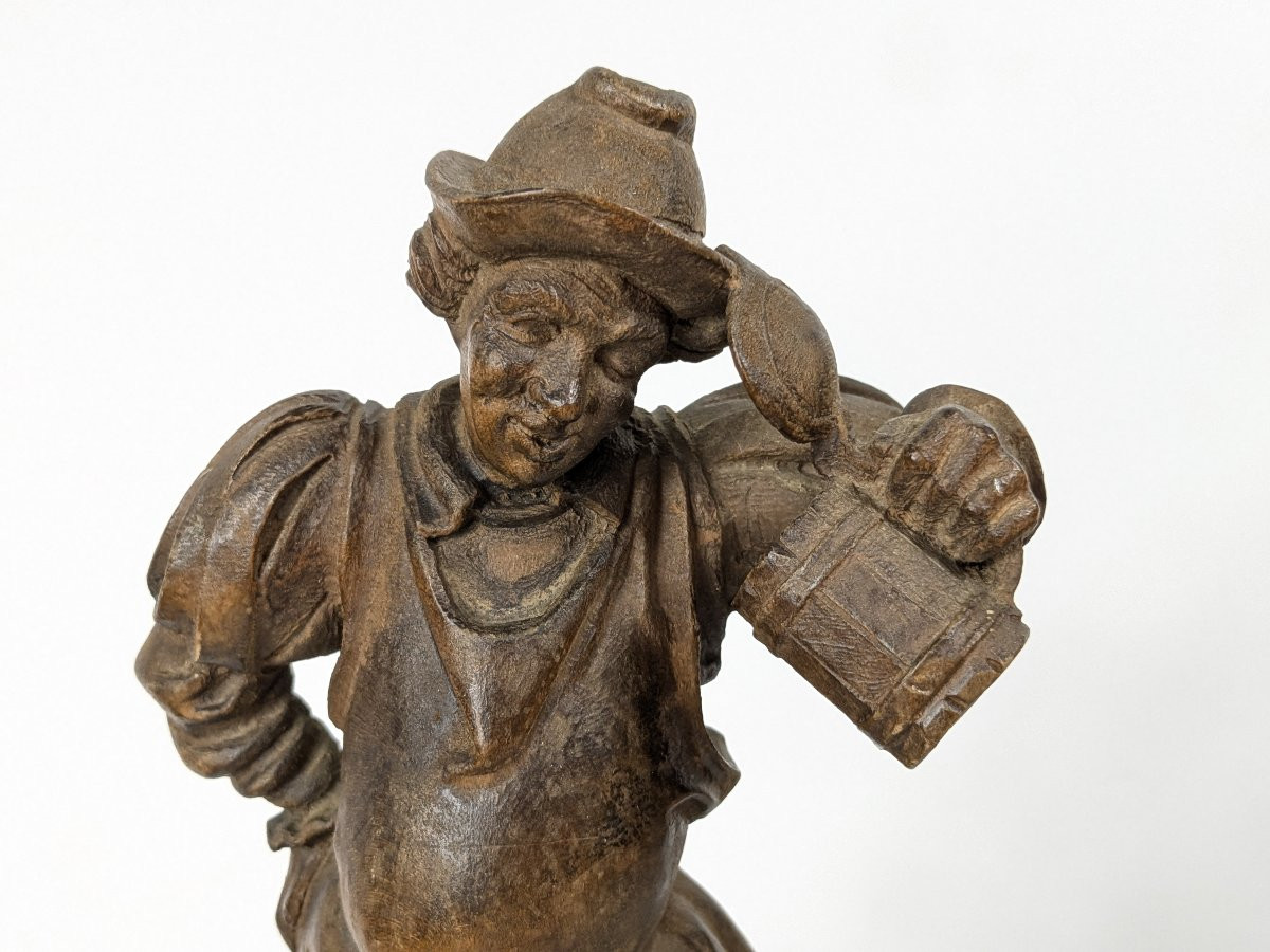 The Beer Drinker. Carved Wood, 1920/30, German Work -photo-5