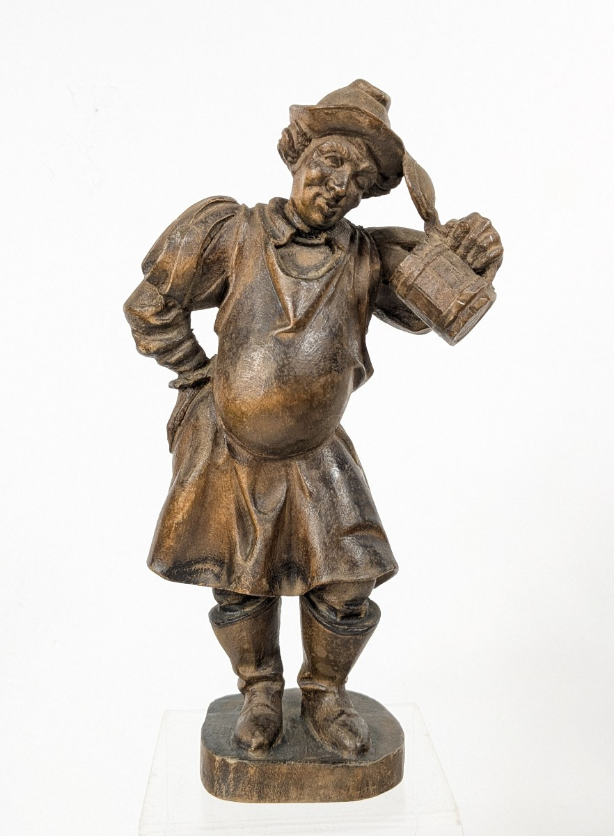 The Beer Drinker. Carved Wood, 1920/30, German Work 