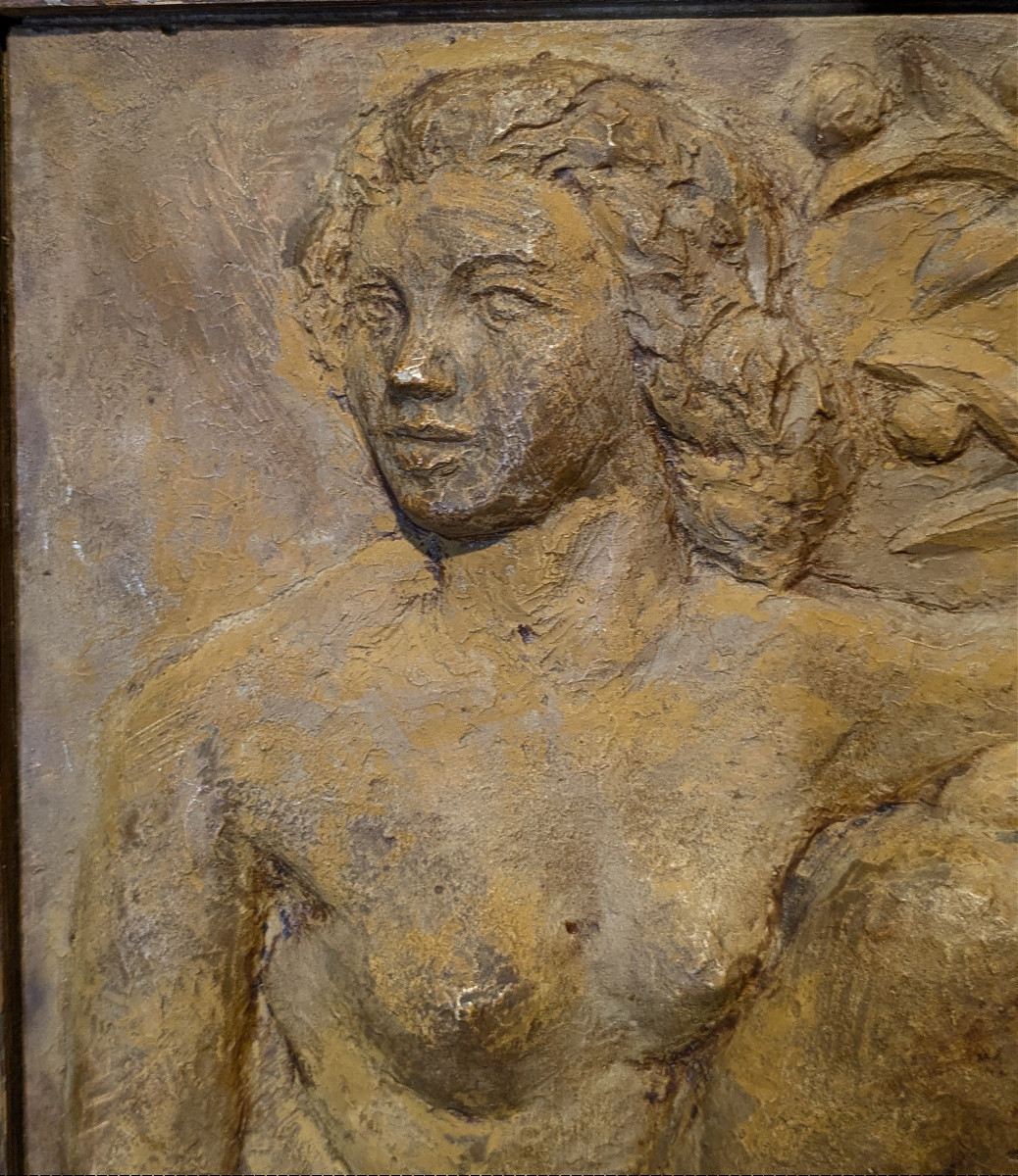 Seated Nude 1950 - Plaster Relief - #935-photo-3