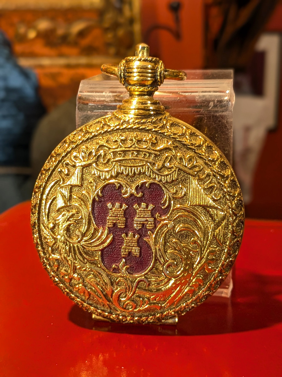 Trompe l'Oeil Powder Compact - Vintage 1950 - In The Shape Of A Pocket Watch-photo-2