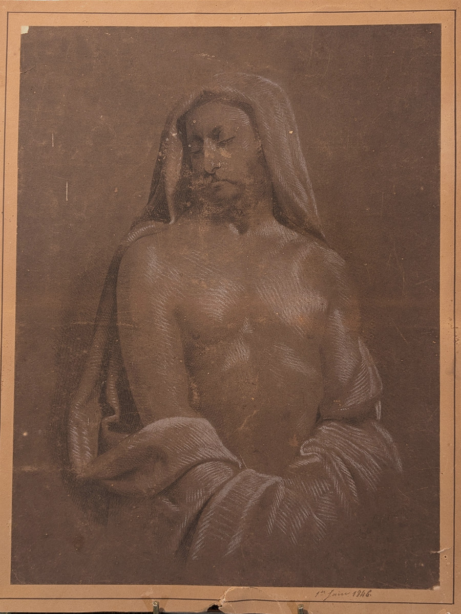 Christ - Drawing, German School, Mid-19th Century 