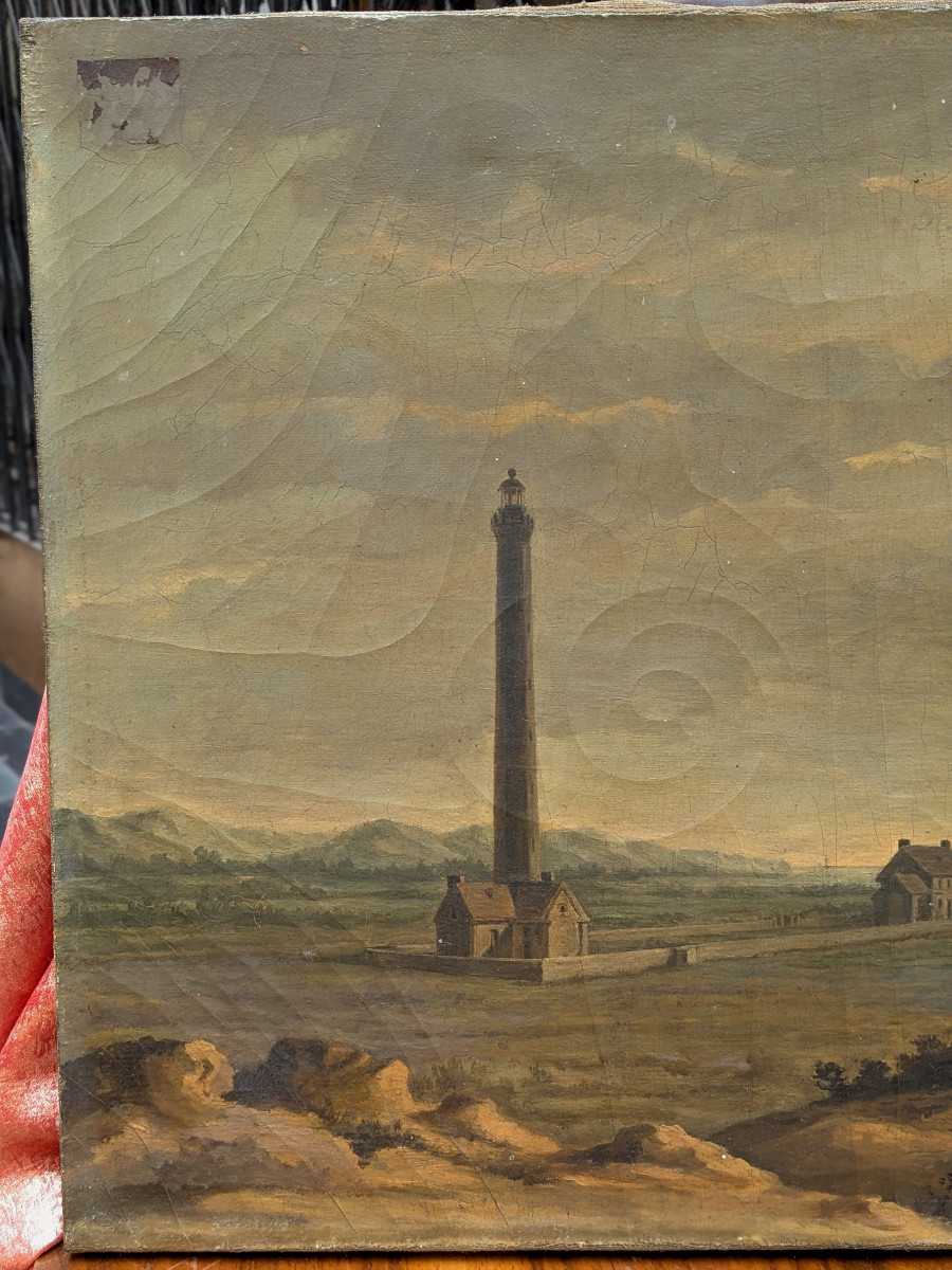 View Of The Two Lighthouses Of Le Touquet La Canche - Oil Painting From The 1850s-60s-photo-3