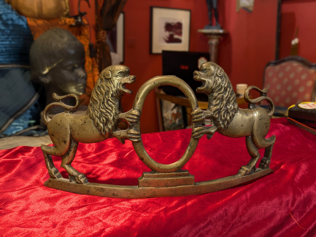 Paie de lions affrontés - applique bronze du XVIIIeme siècle - Angleterre ?-photo-2