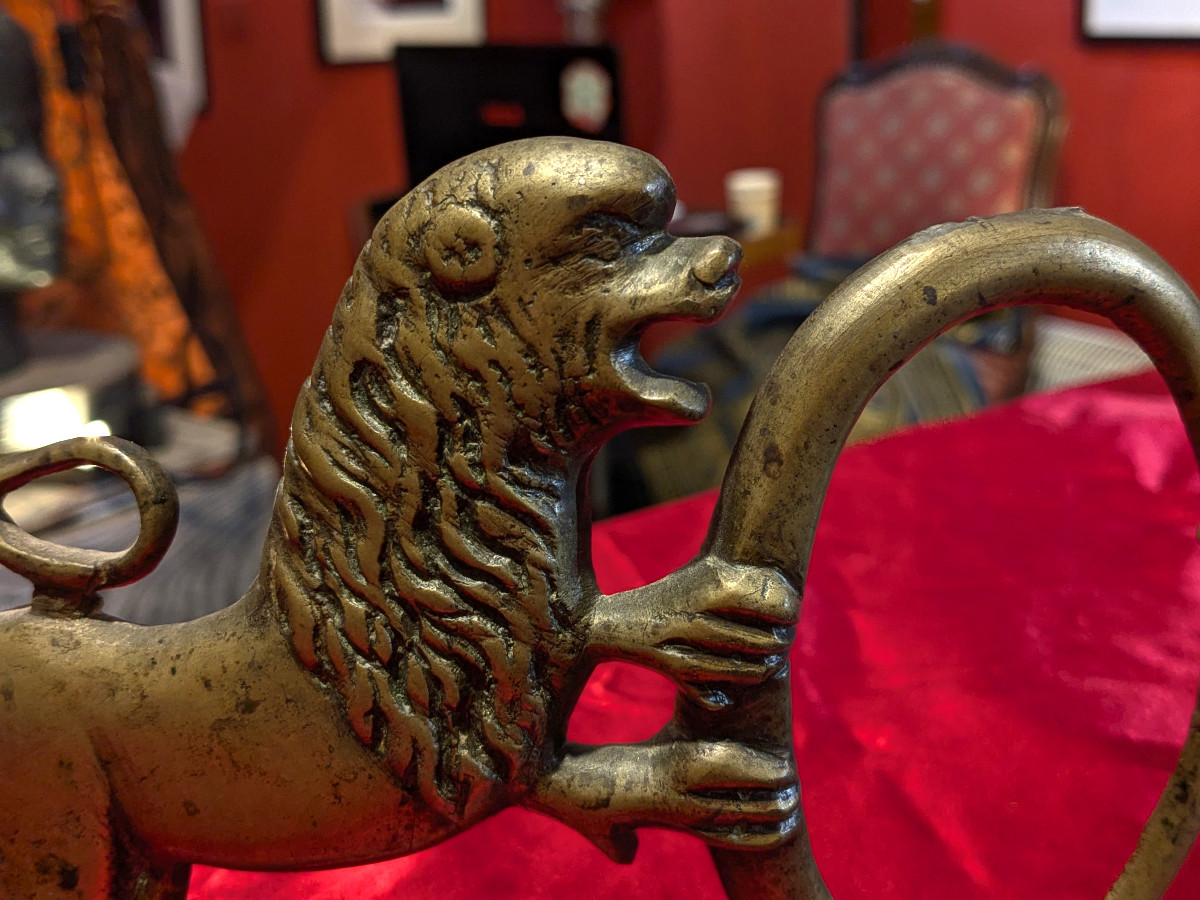 Paie de lions affrontés - applique bronze du XVIIIeme siècle - Angleterre ?-photo-1