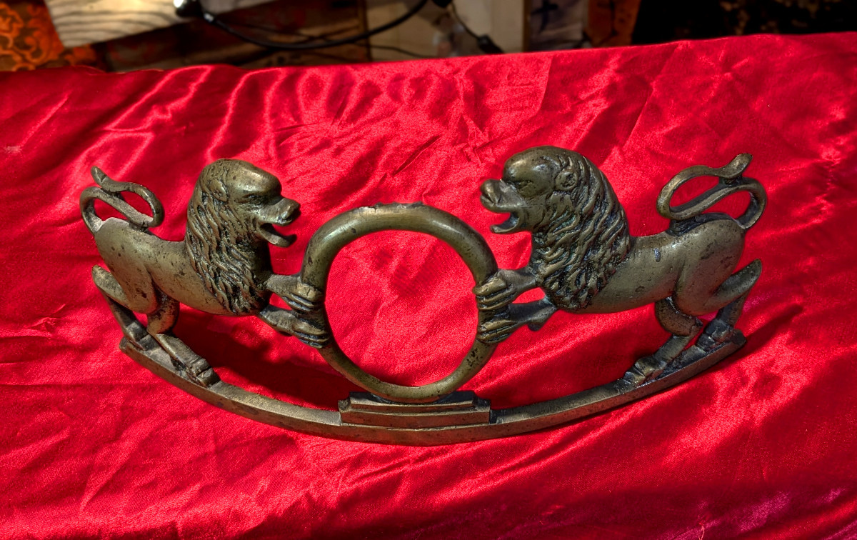 Paie de lions affrontés - applique bronze du XVIIIeme siècle - Angleterre ?-photo-2