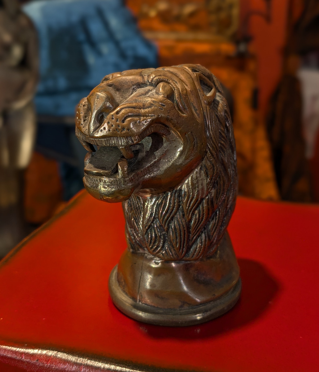 Lion's Head, Copper, Furniture Element - India Circa 1900-photo-3