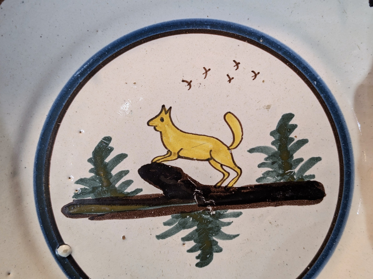 Assiette début XIXe- le renard jaune - Nevers ?-photo-3