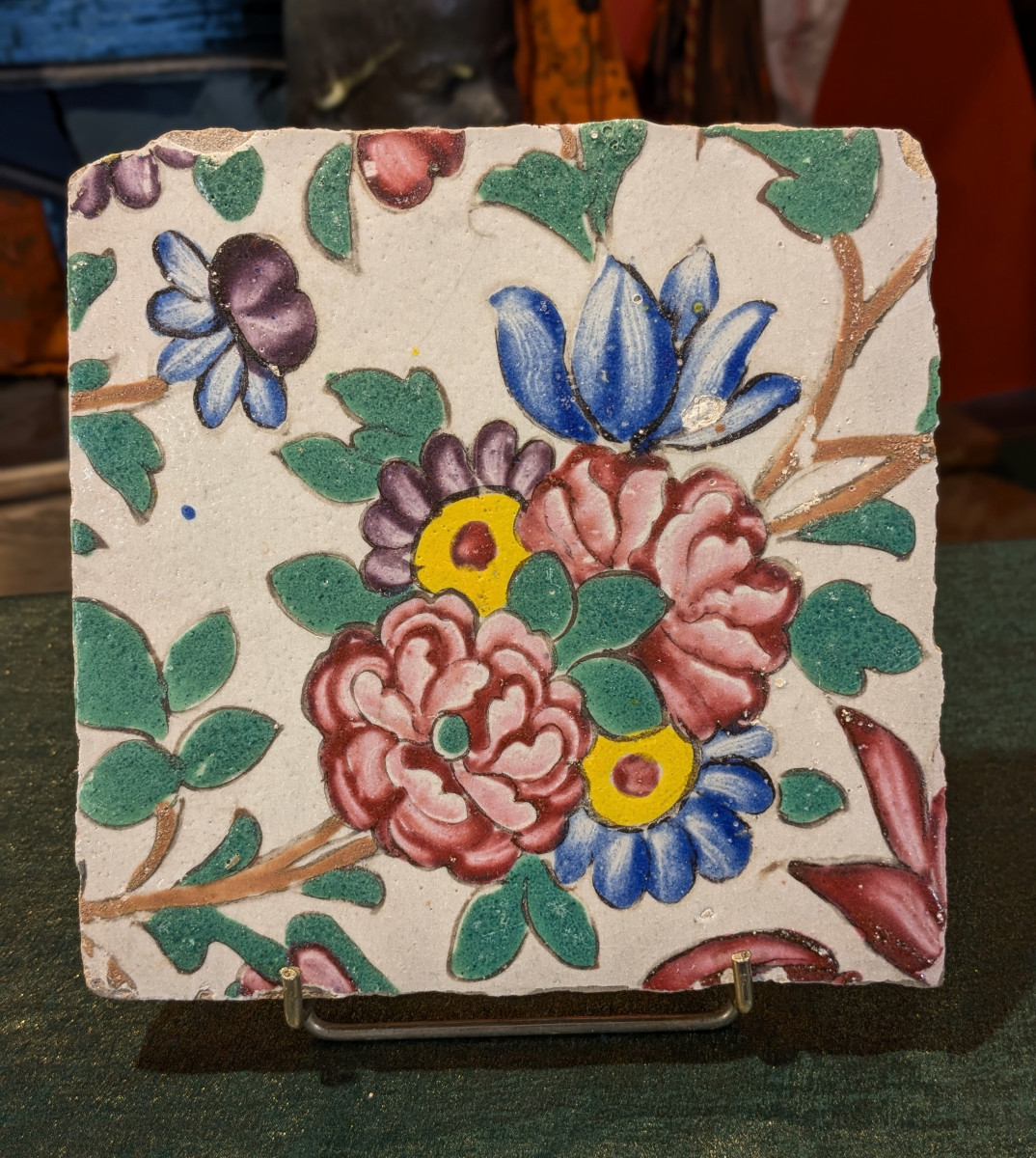 Earthenware Tile - Qajar Iran, 19th Century 
