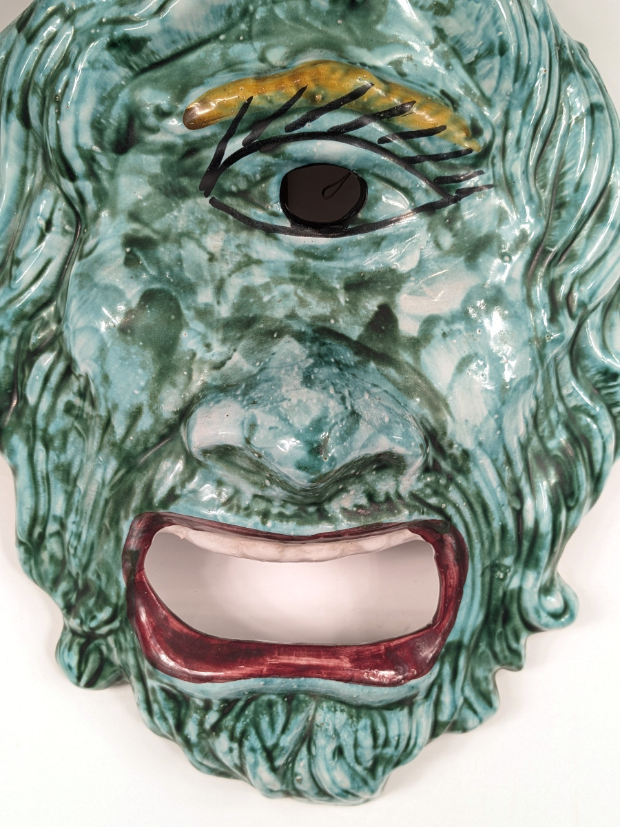 Masque applique de Cyclope -  Polyphème - céramique circa 1950 - 70 -photo-2
