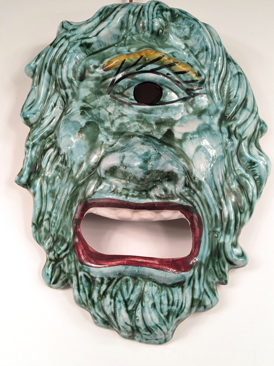 Masque applique de Cyclope -  Polyphème - céramique circa 1950 - 70 -photo-4