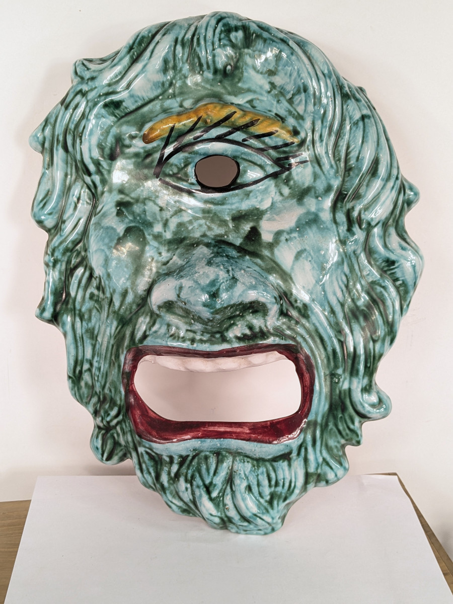Masque applique de Cyclope -  Polyphème - céramique circa 1950 - 70 -photo-6