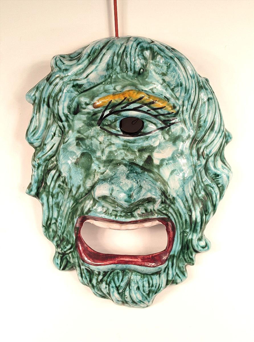Masque applique de Cyclope -  Polyphème - céramique circa 1950 - 70 