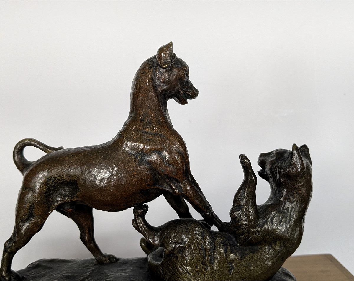 Cat And Dog - Bronze Circa 1860-80-photo-4