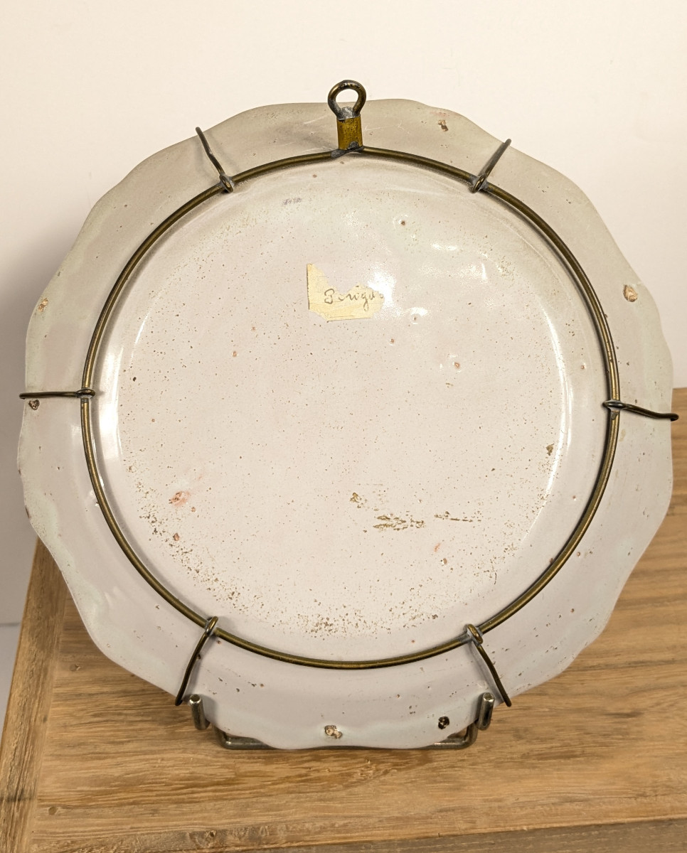 Assiette début XIXe- Oiseau au panier de fleurs -photo-1