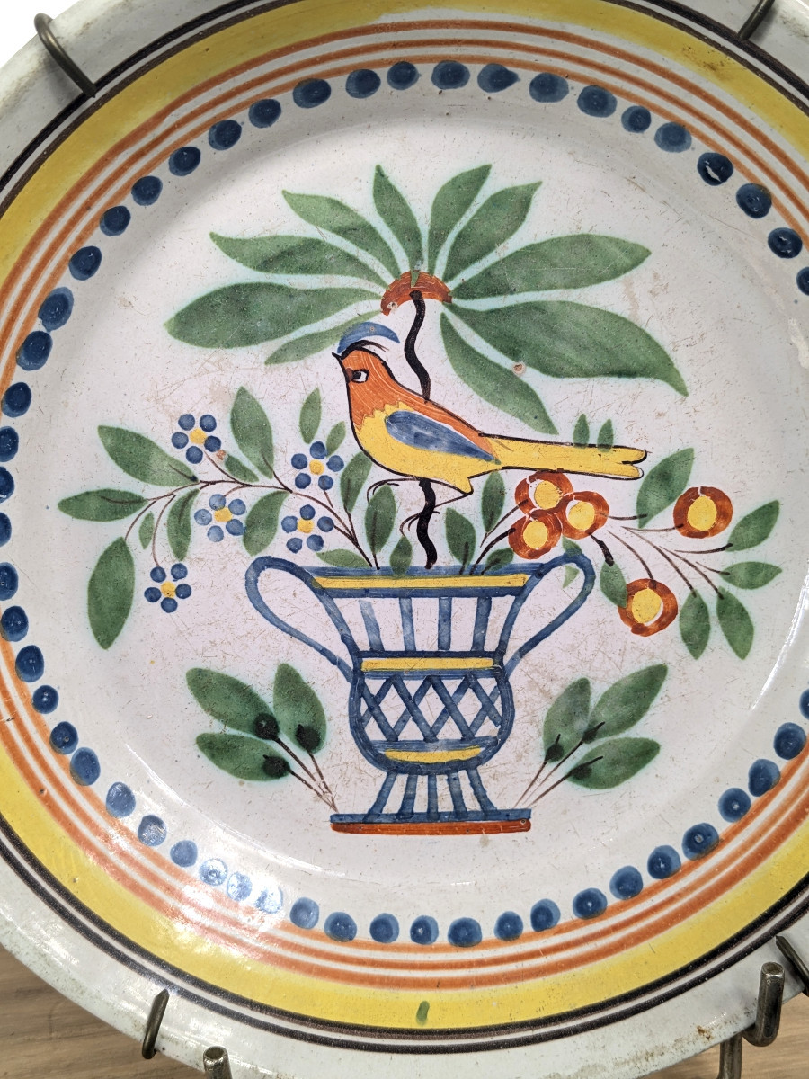 Early 19th-century Plate - Bird On A Vase-photo-2