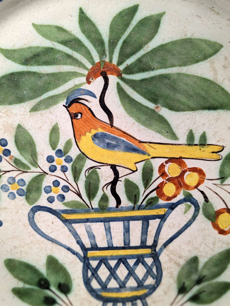 Early 19th-century Plate - Bird On A Vase-photo-4