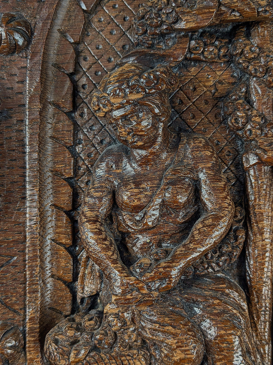 Cupid And A Young Girl Weaving Garlands. Late 19th-century Relief - Renaissance Style-photo-1