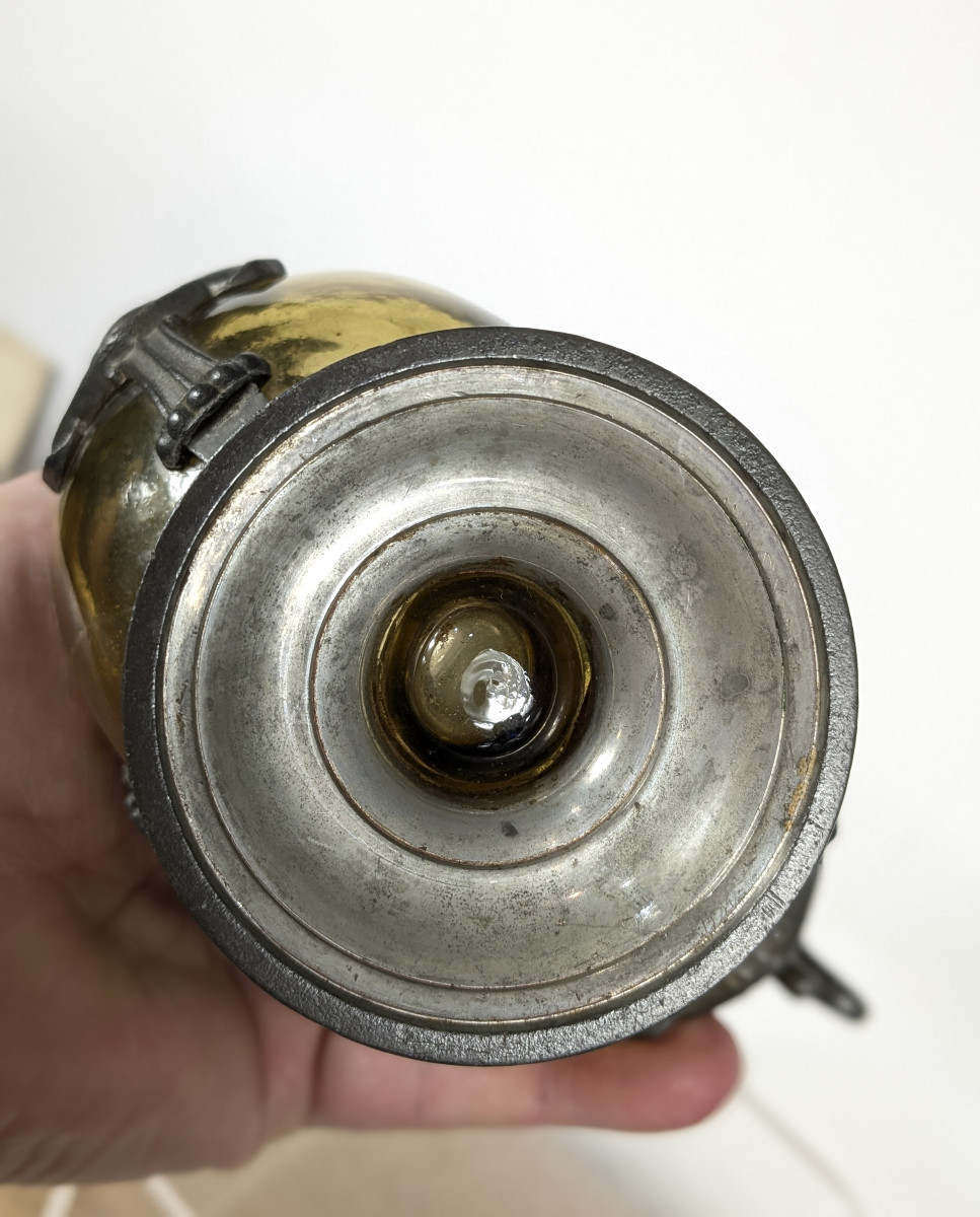 Petite aiguière néo Renaissance - étain - verre soufflé - XIXe siècle.-photo-7