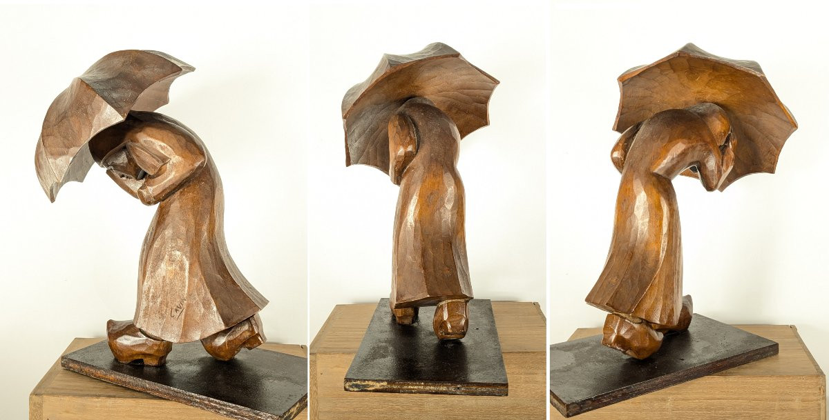 Bretonne au parapluie - sculpture 1930-50 -photo-4