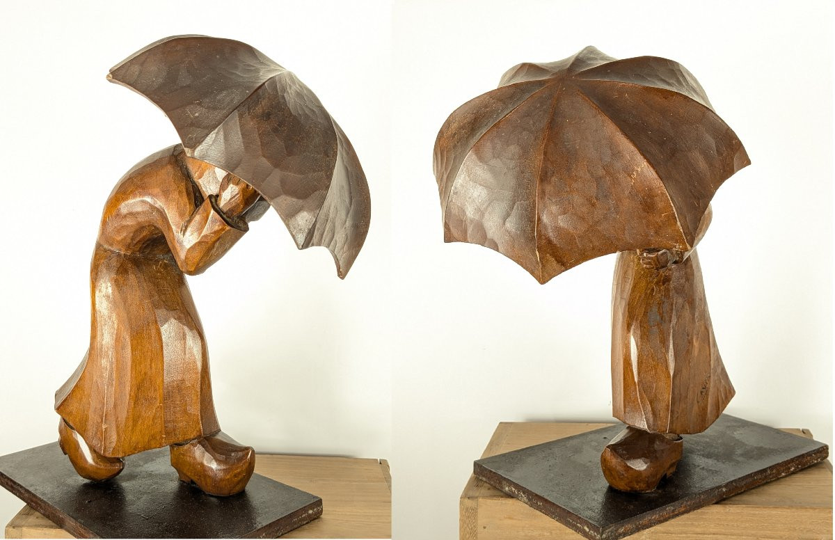 Bretonne au parapluie - sculpture 1930-50 -photo-2