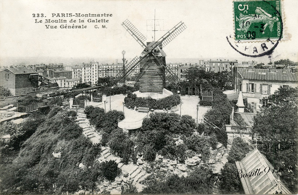 The Moulin De La Galette - Maurice Proust 1867-1944 - Watercolor Circa 1910-20 -photo-2