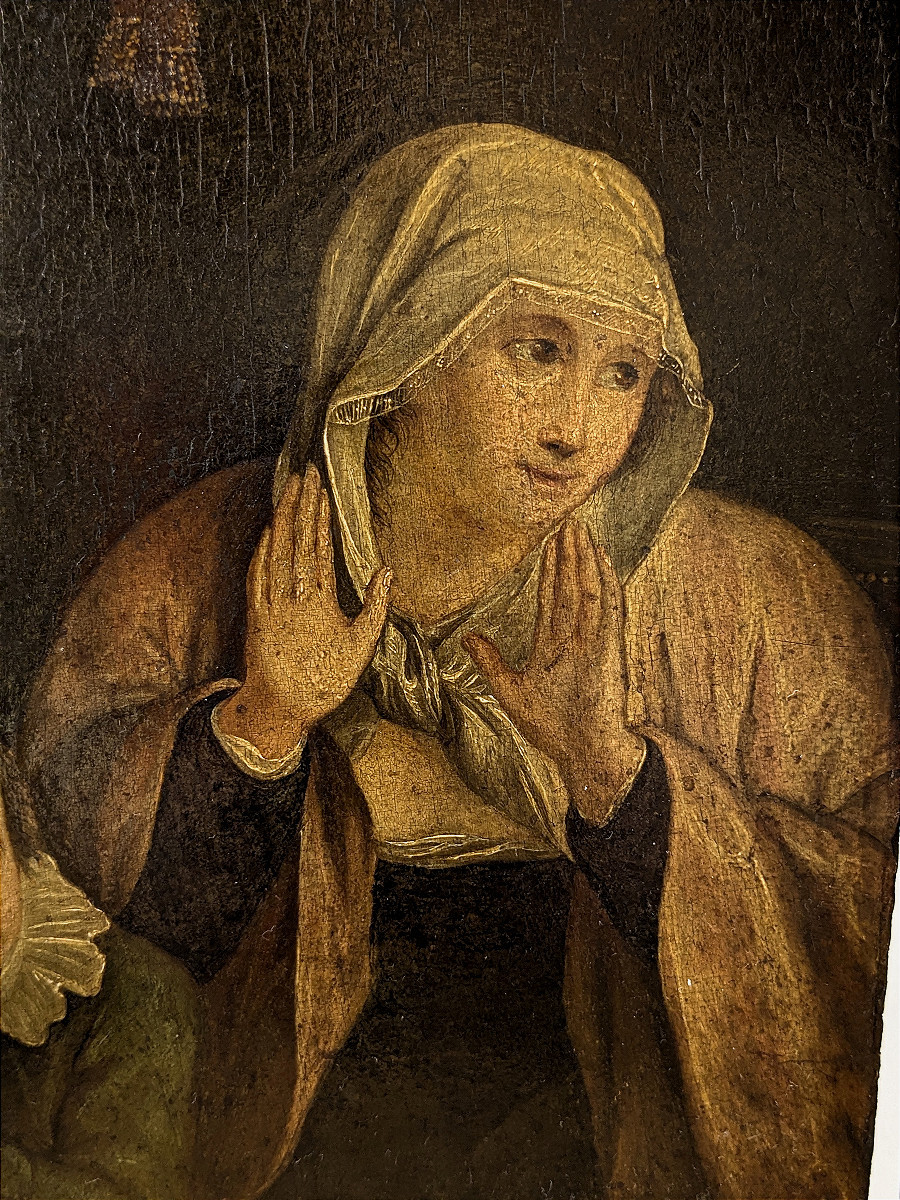 The Adoration - Oil On Wood, 18th Century -photo-1