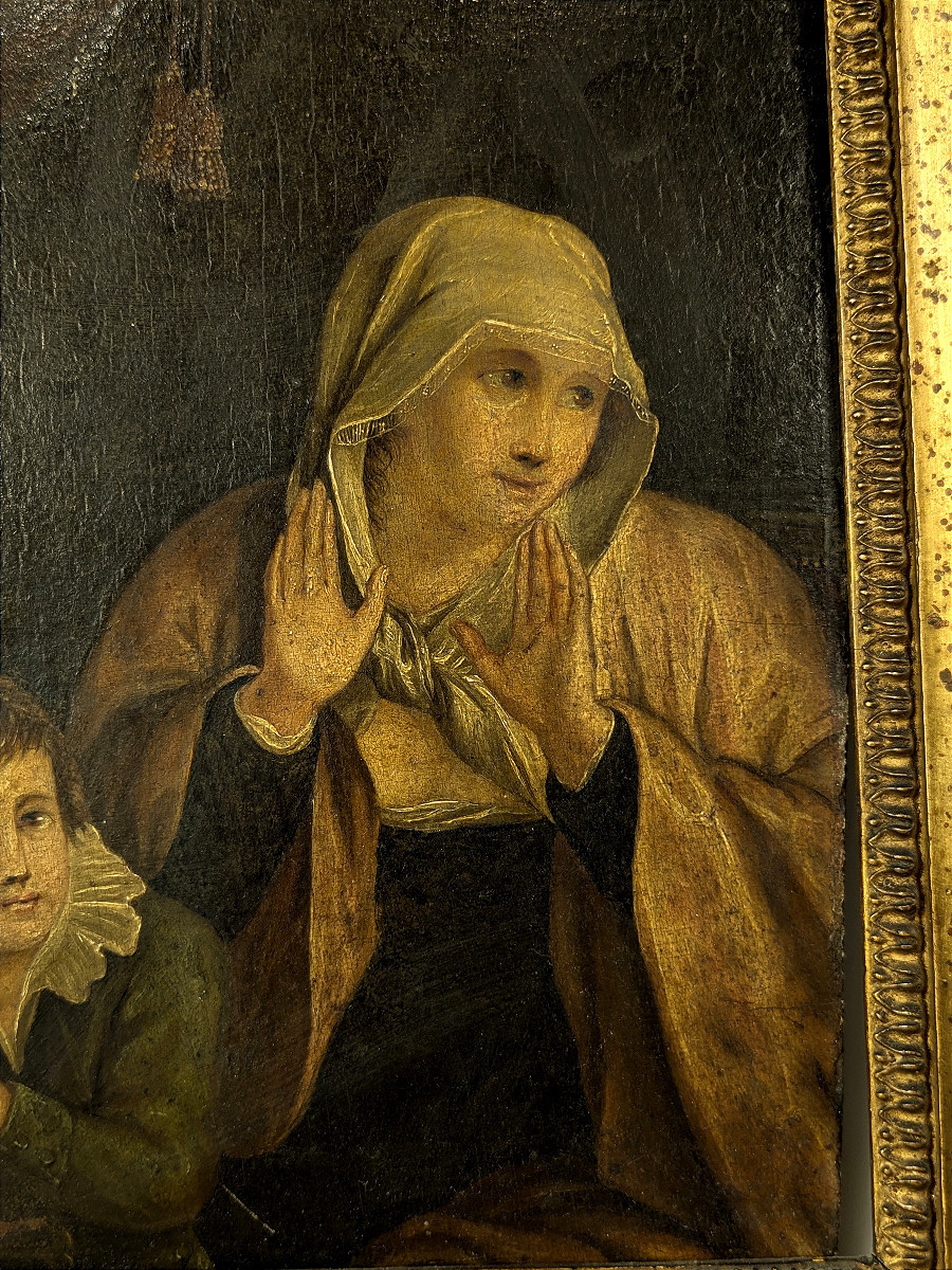 The Adoration - Oil On Wood, 18th Century -photo-3