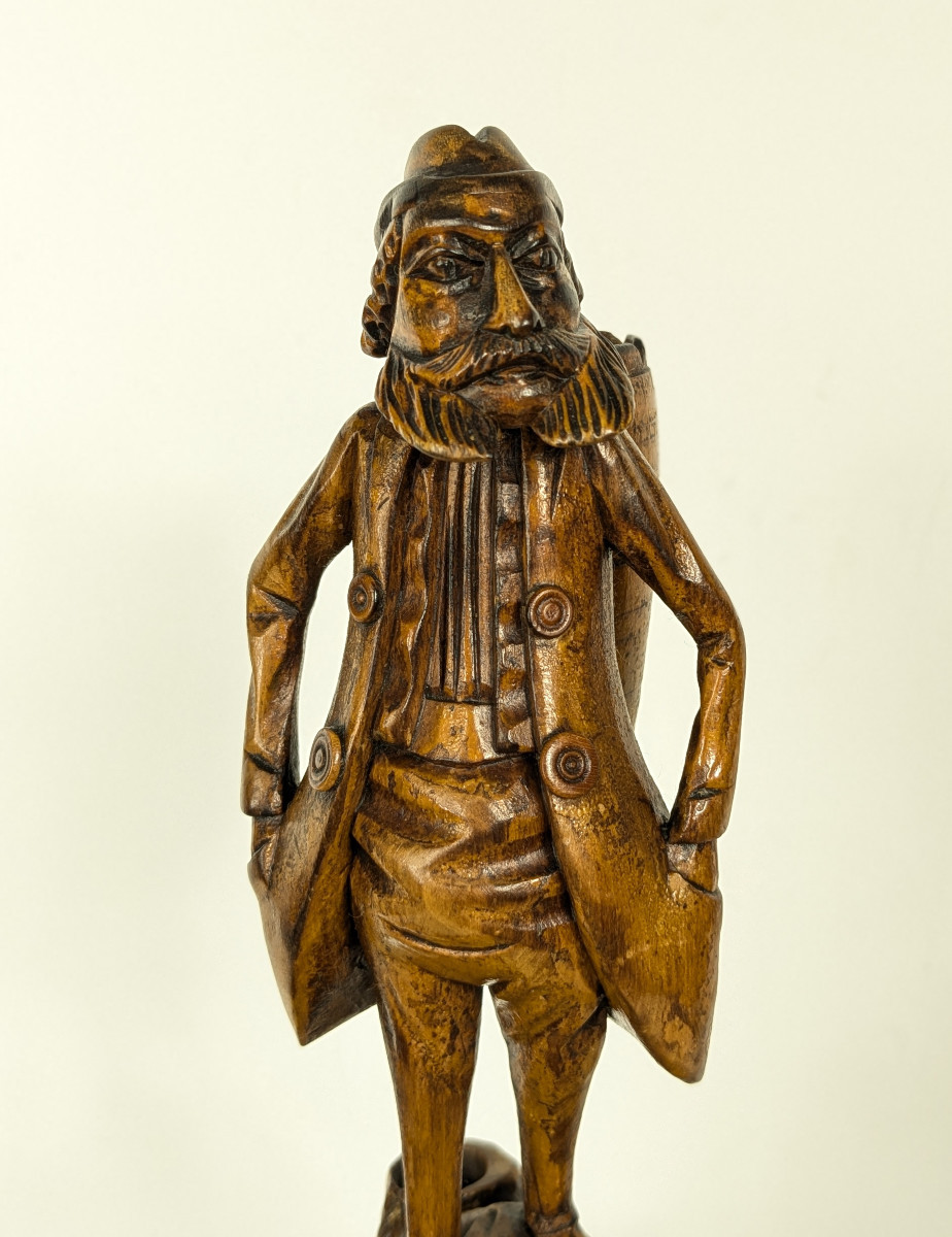A Bearded Man Holding Cigarettes - Souvenir Craft - Fontainebleau Circa 1850-80-photo-2