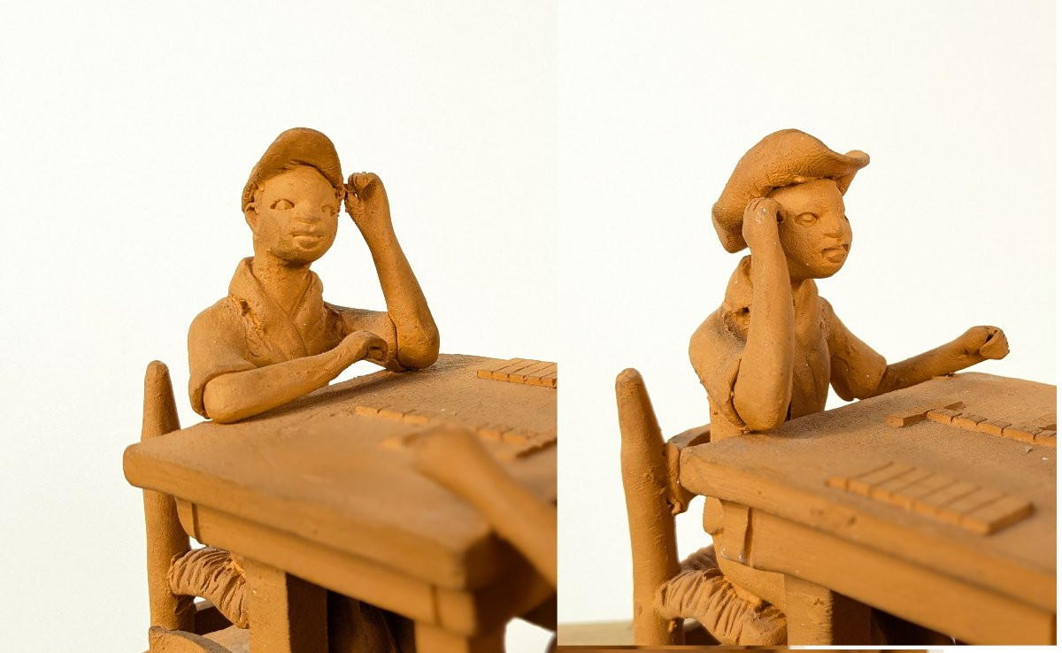 Domino Players - Terracotta Circa 1950 Colonial Work-photo-2